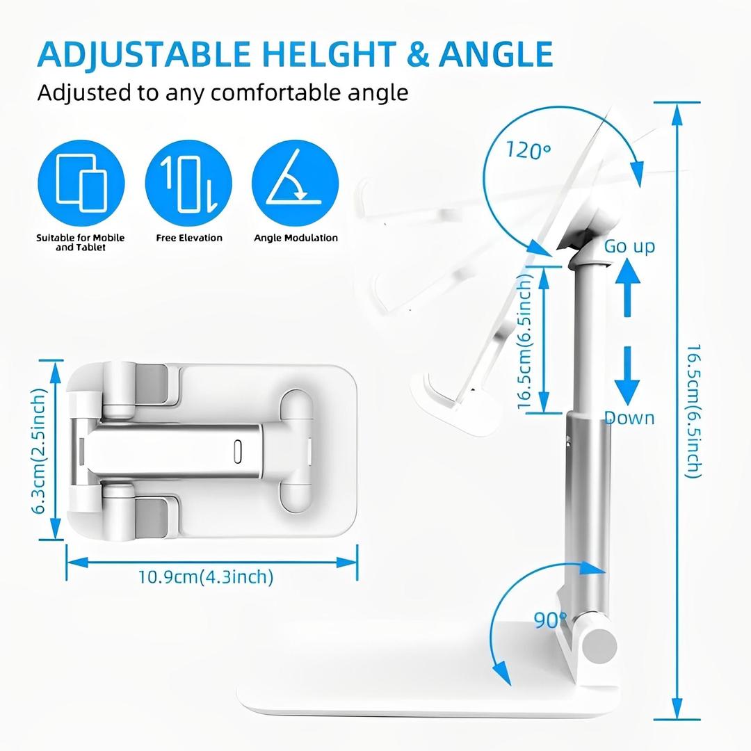 Foldable Phone Stand Black White ABS Plastic